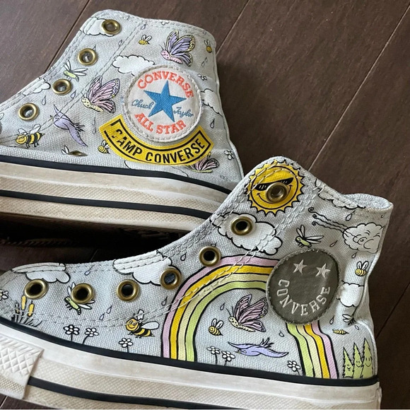 Converse All Star Girls Camp Size 2  Sneakers Without Laces - Picture 5 of 10